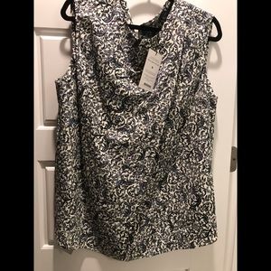 MM LaFleur Kait blouse in Ivy Print- Galaxy Blue